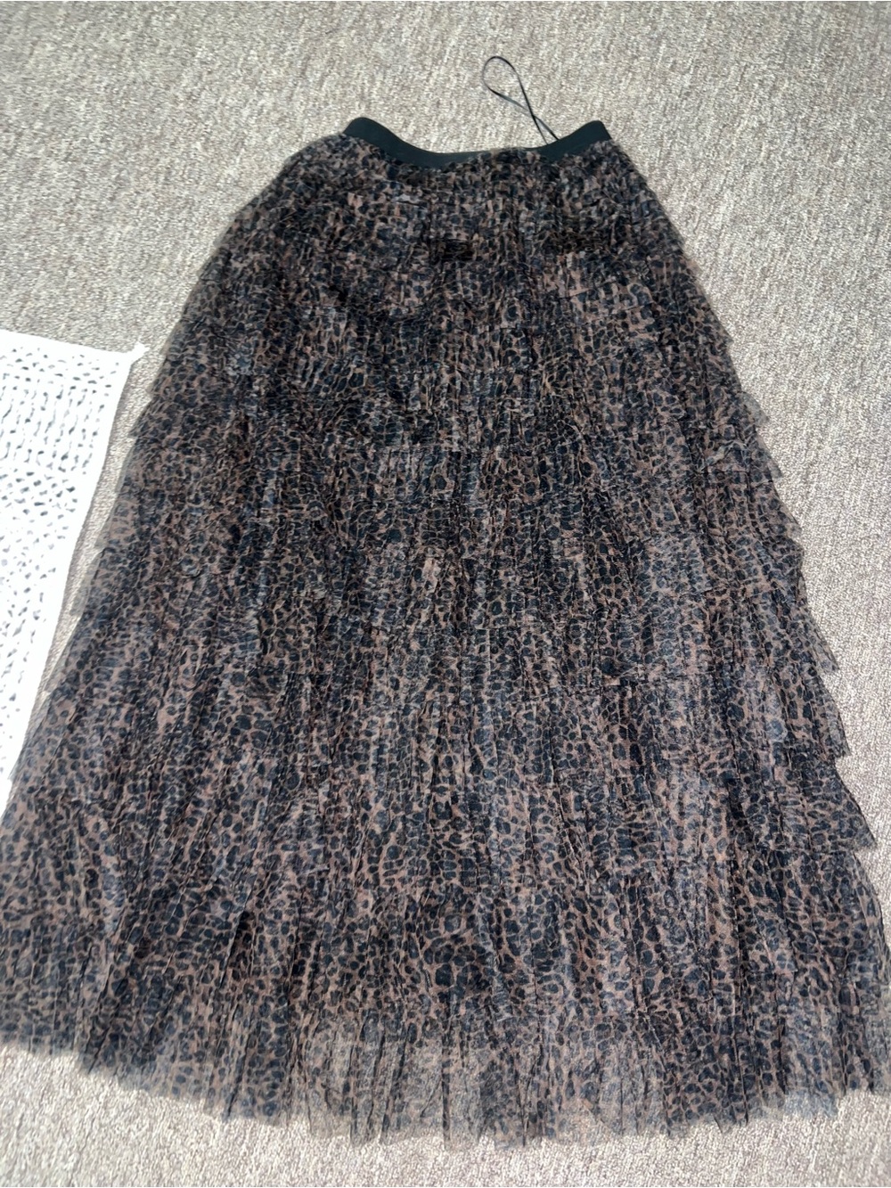 Never worn Leopard Print Tiered Tulle Skirt - Black Brown
